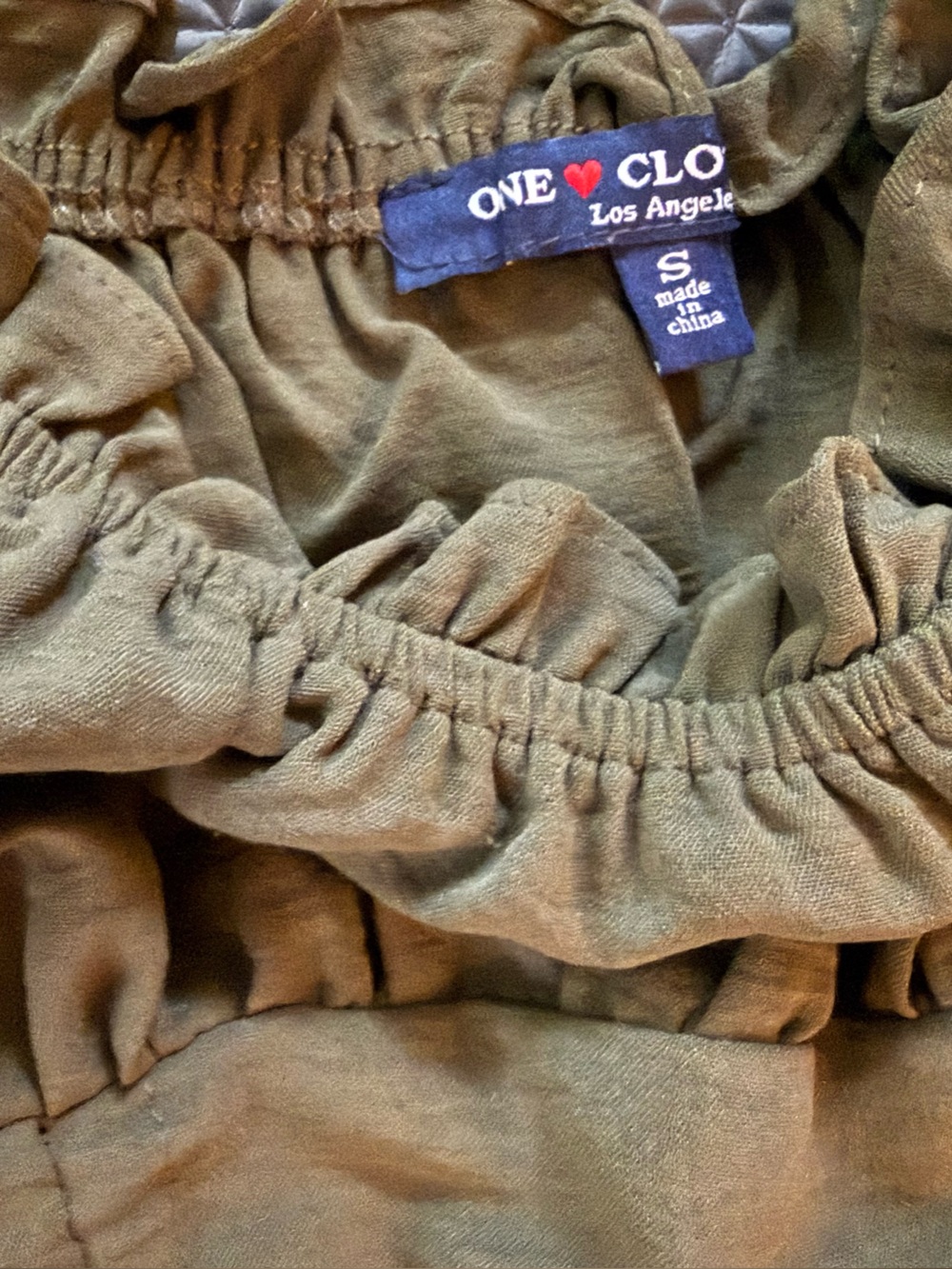 Olive Drawstring Ruched Square-Neck Crop Top - Picture 6 of 7
